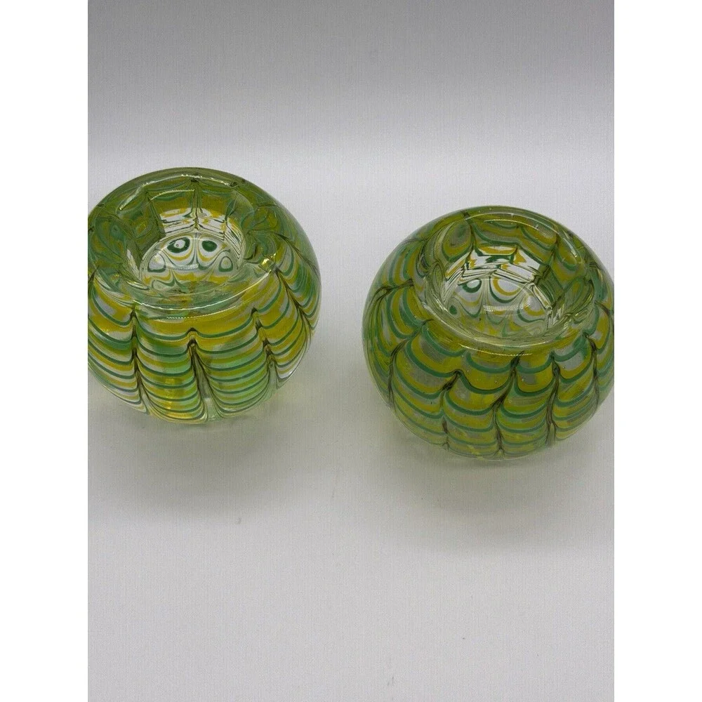 Vintage Gorgeous Designs China Yellow & Green Glass Tea Light Holders